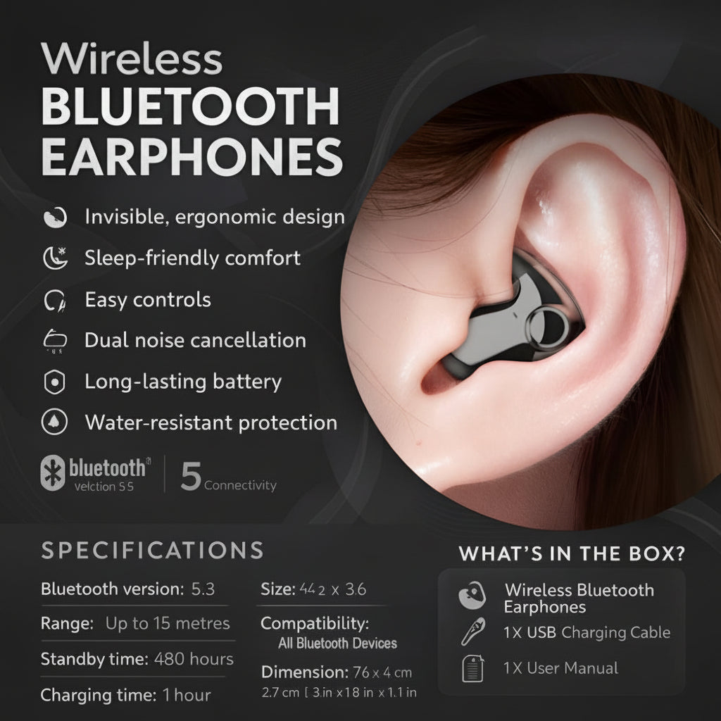 Écouteurs sans fil Bluetooth à réduction de bruit intra-auriculaires