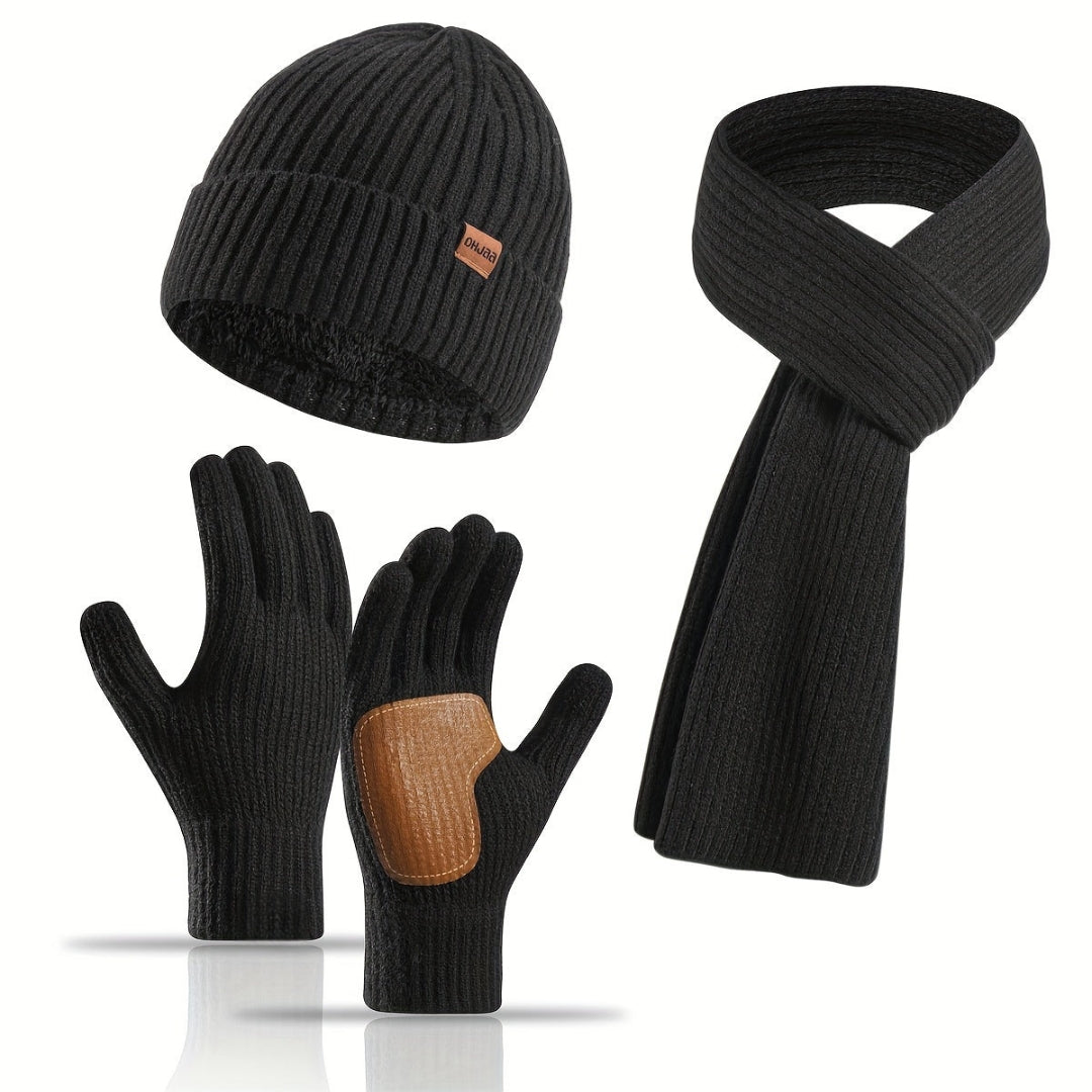 Ensemble d'hiver tricoté douillet - 3 pièces pour la chaleur