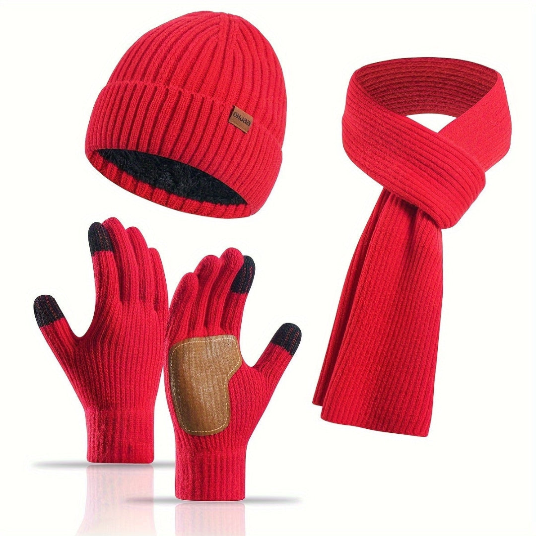 Ensemble d'hiver tricoté douillet - 3 pièces pour la chaleur