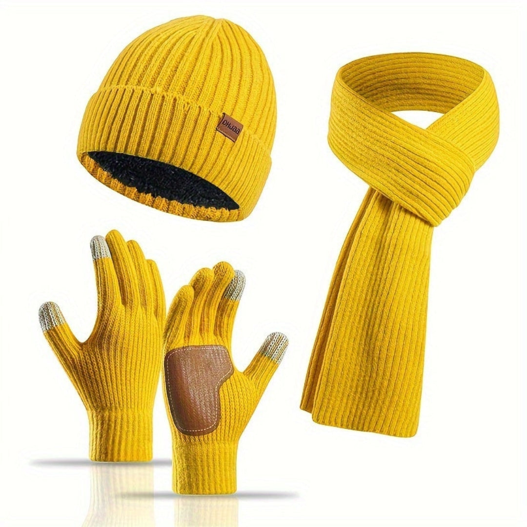 Ensemble d'hiver tricoté douillet - 3 pièces pour la chaleur