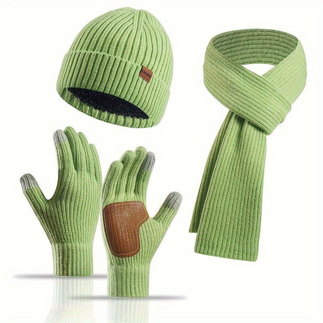 Ensemble d'hiver tricoté douillet - 3 pièces pour la chaleur