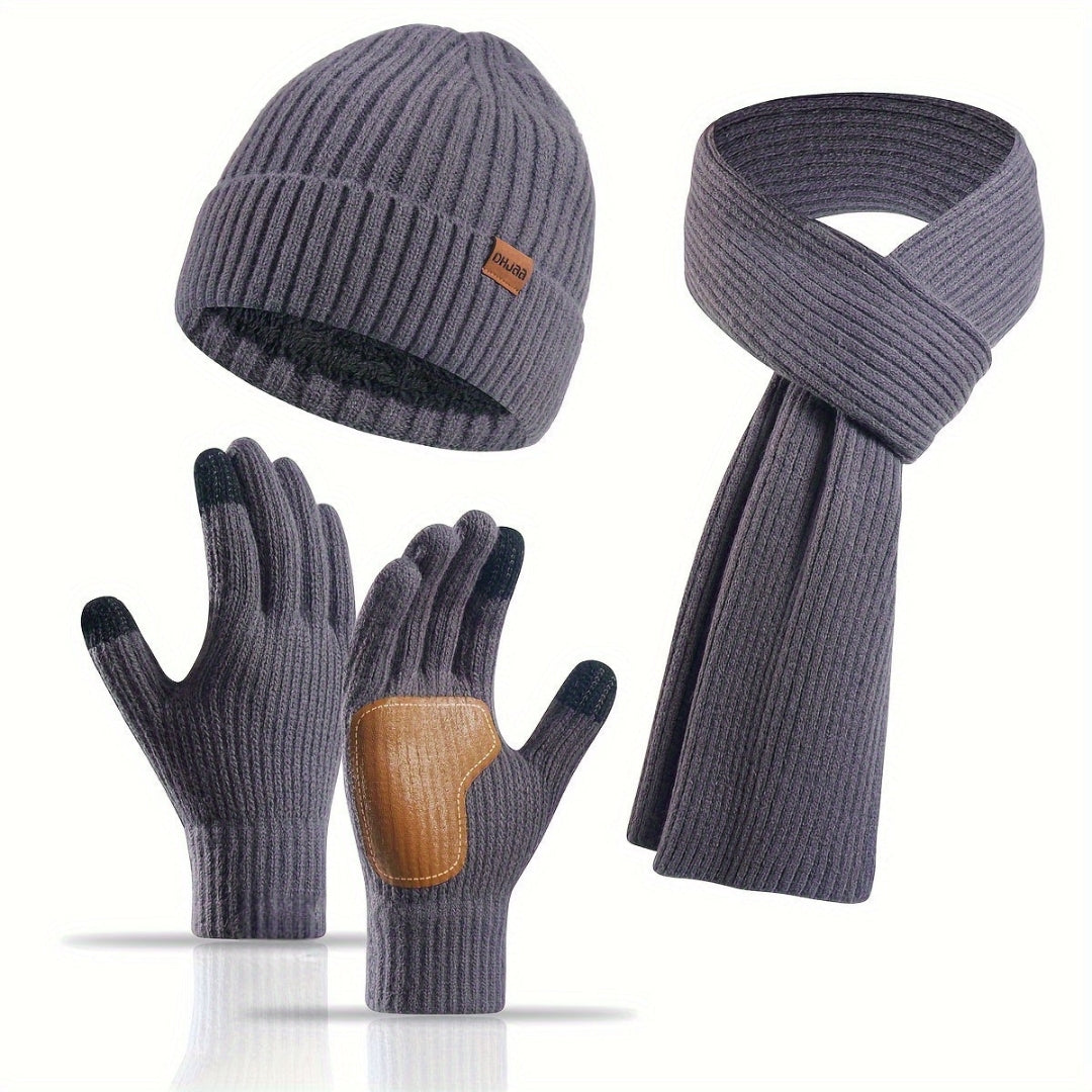 Ensemble d'hiver tricoté douillet - 3 pièces pour la chaleur