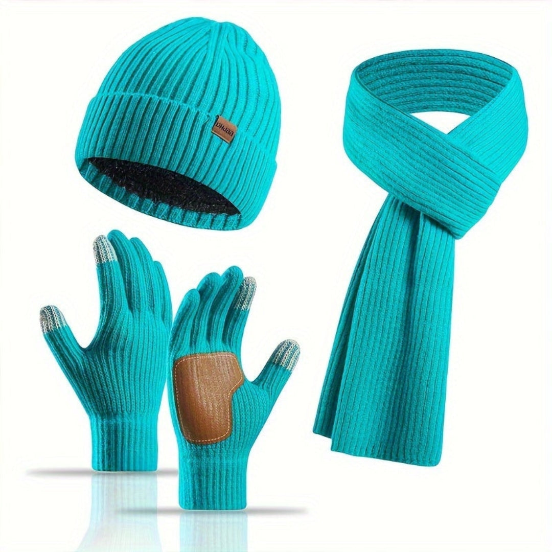 Ensemble d'hiver tricoté douillet - 3 pièces pour la chaleur