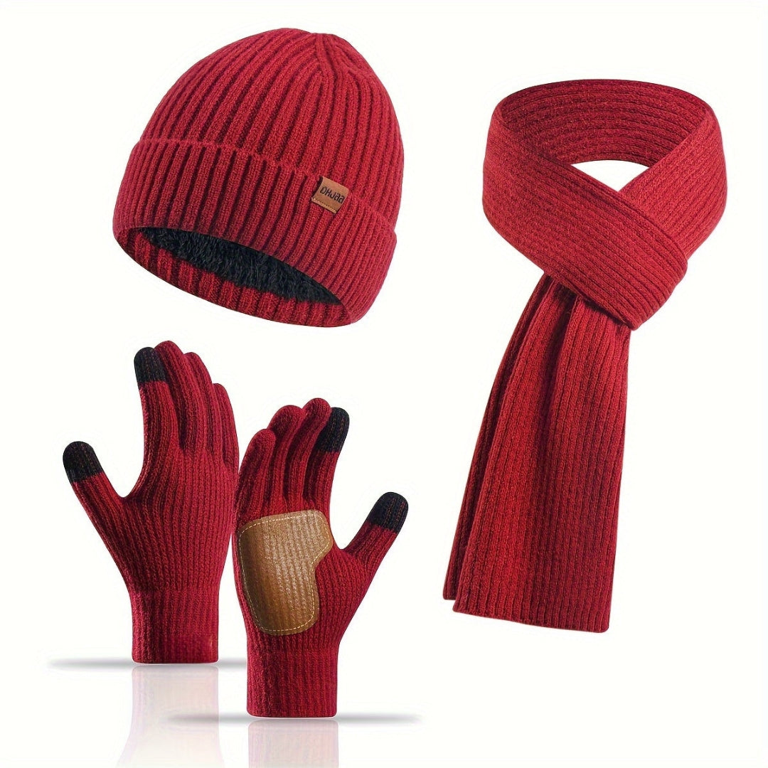Ensemble d'hiver tricoté douillet - 3 pièces pour la chaleur