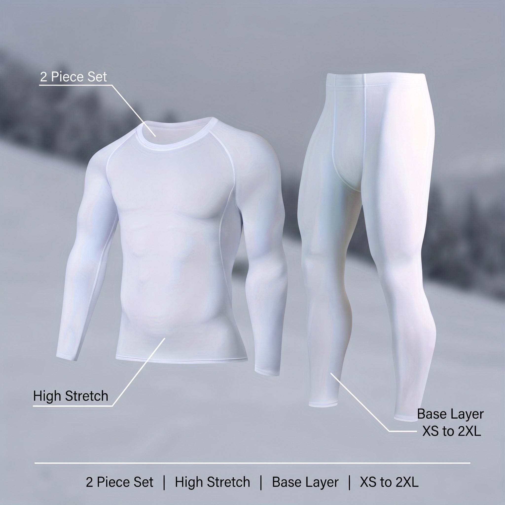 Ensemble de sous-vêtements thermiques 2 pièces extensibles haut et leggings unisexe