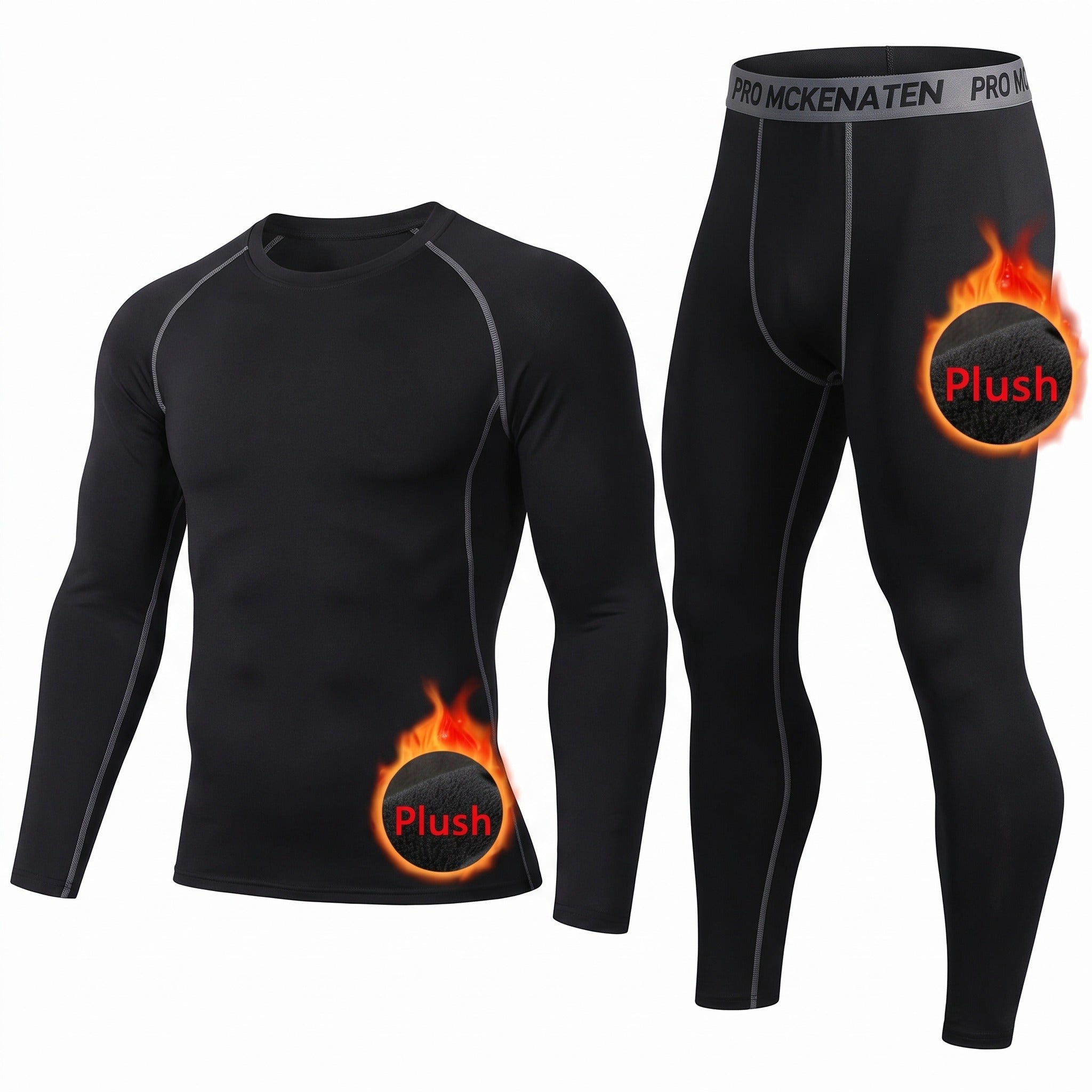 Ensemble de sous-vêtements thermiques 2 pièces extensibles haut et leggings unisexe