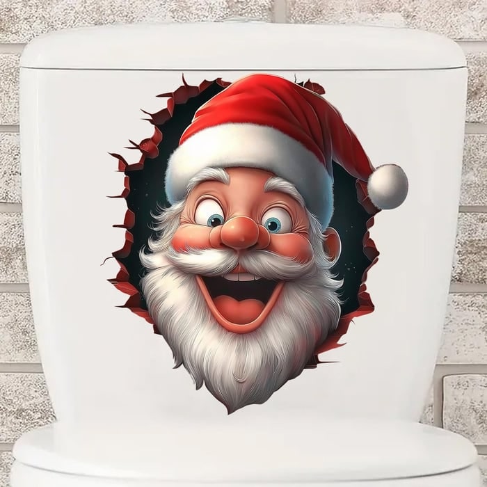 Ensemble de stickers muraux 3D Père Noël avec décalcomanies en vinyle repositionnables