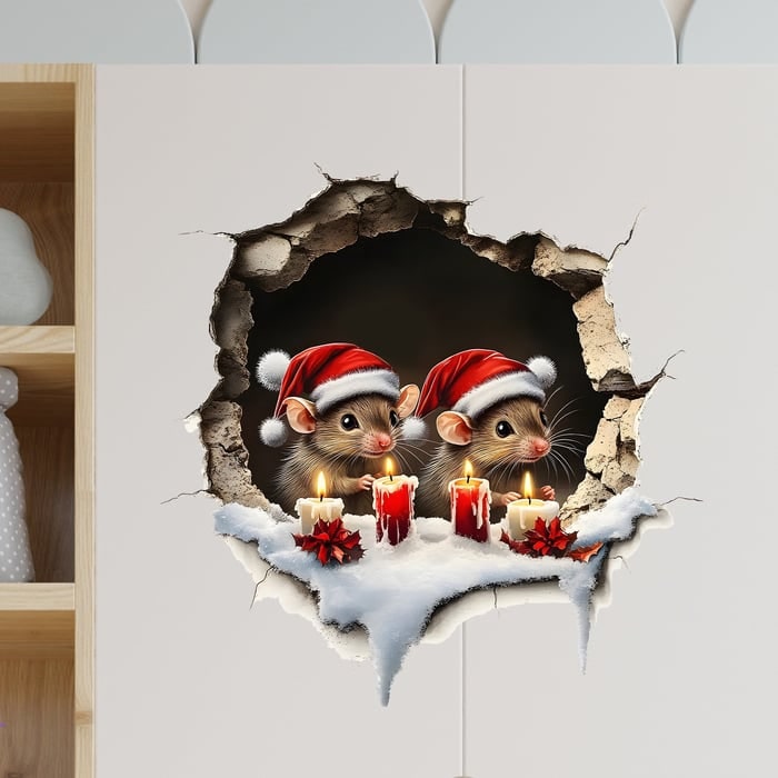 Ensemble de stickers muraux 3D Père Noël avec décalcomanies en vinyle repositionnables