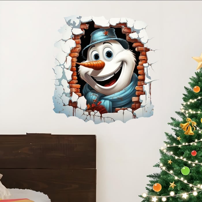 Ensemble de stickers muraux 3D Père Noël avec décalcomanies en vinyle repositionnables