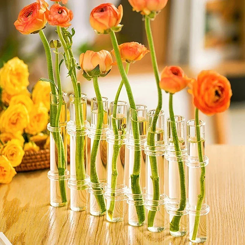 Ensemble de vases en verre pliables de 6 ou 8 pièces | Design flexible et torsadable | Bords arrondis lisses pour arrang
