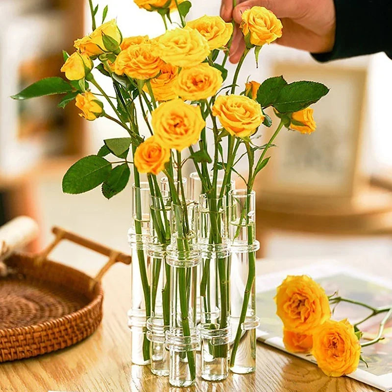 Ensemble de vases en verre pliables de 6 ou 8 pièces | Design flexible et torsadable | Bords arrondis lisses pour arrang