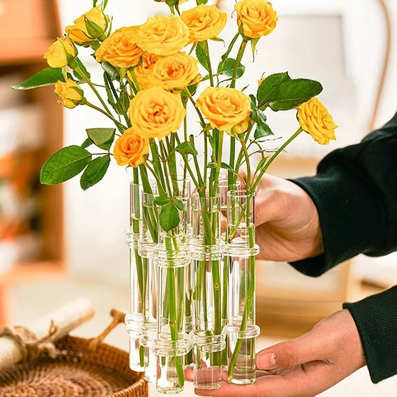 Ensemble de vases en verre pliables de 6 ou 8 pièces | Design flexible et torsadable | Bords arrondis lisses pour arrang