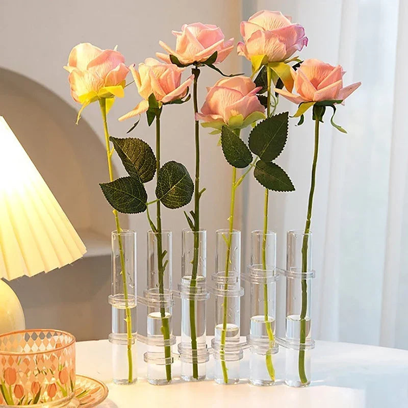 Ensemble de vases en verre pliables de 6 ou 8 pièces | Design flexible et torsadable | Bords arrondis lisses pour arrang