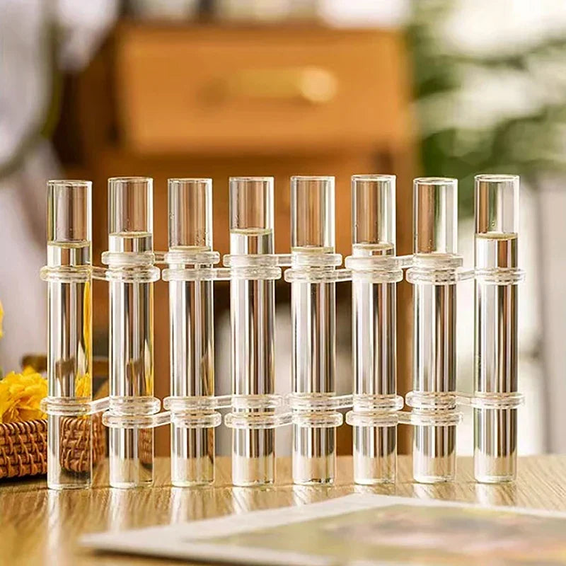 Ensemble de vases en verre pliables de 6 ou 8 pièces | Design flexible et torsadable | Bords arrondis lisses pour arrang