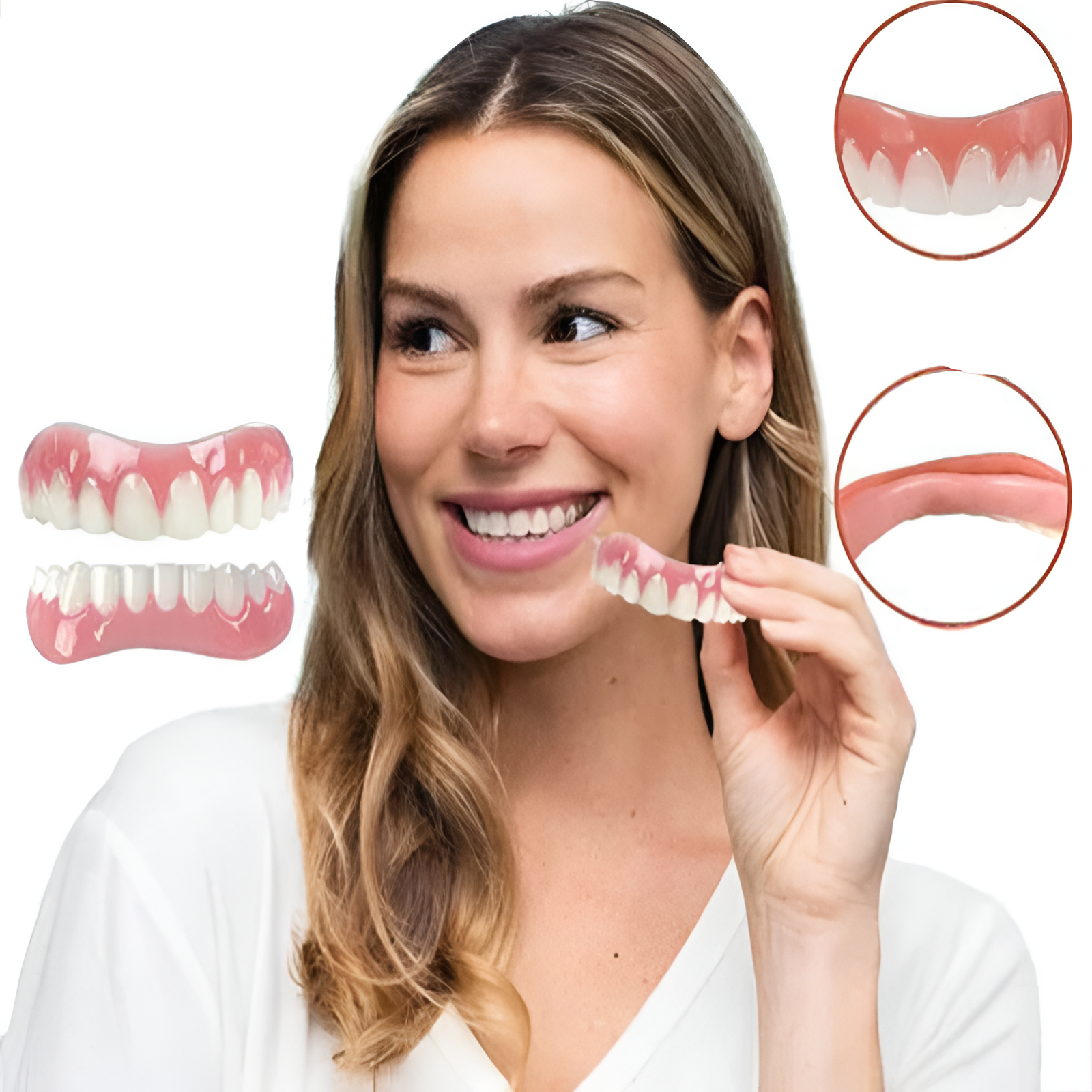 Ensemble de prothèses dentaires en silicone flexible avec pièces supérieure et inférieure séparées pour adultes