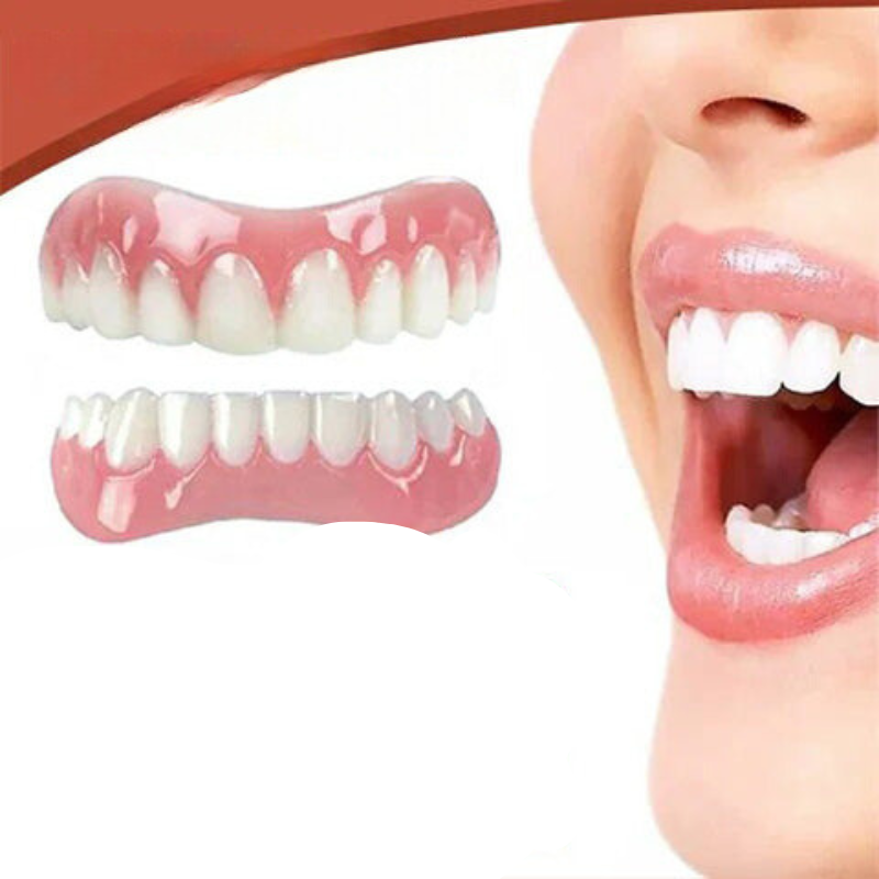 Ensemble de prothèses dentaires en silicone flexible avec pièces supérieure et inférieure séparées pour adultes