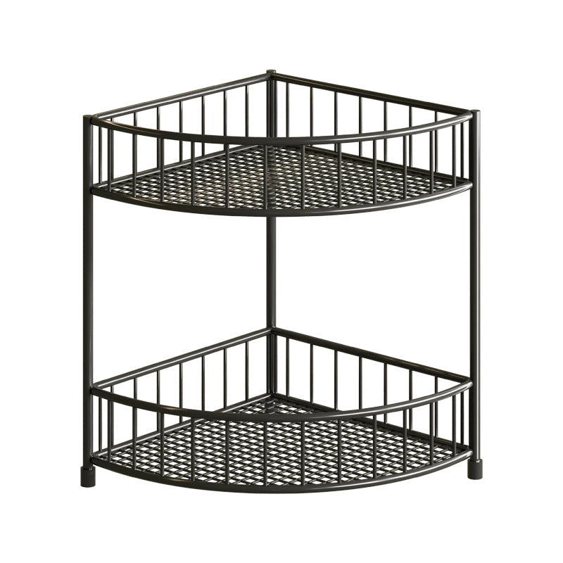 Étagère d'angle de cuisine à trois niveaux avec rebords surélevés et plateaux en maille
