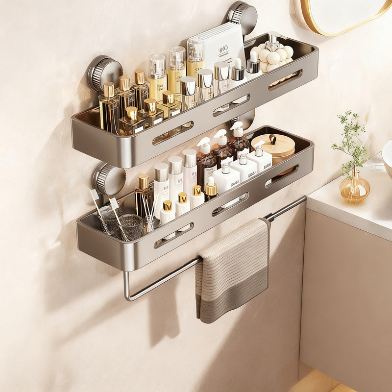 Étagère de salle de bain à ventouses, fixation murale