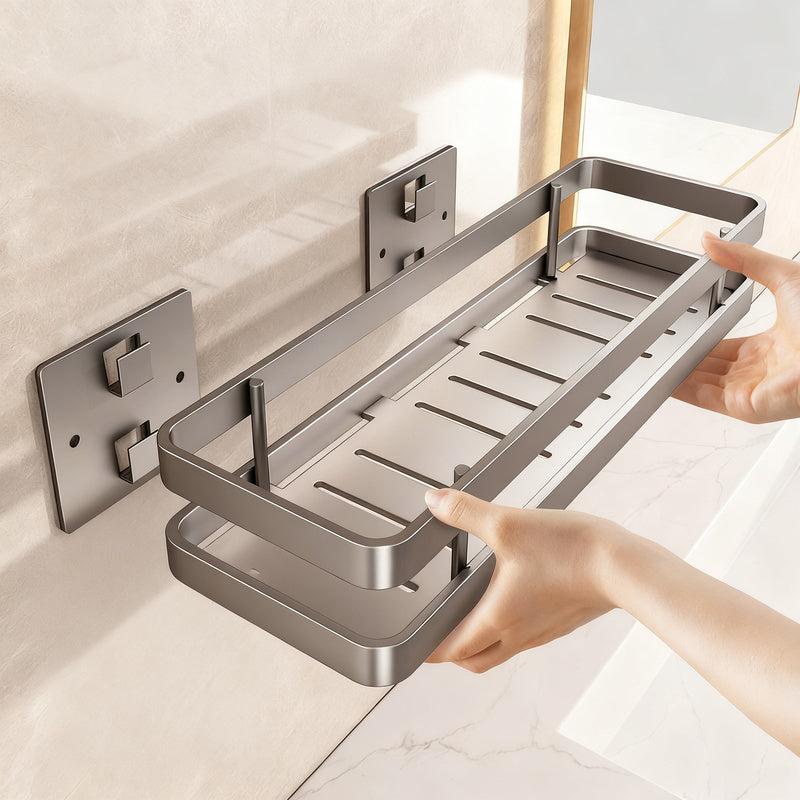 Étagère de salle de bain en acier inoxydable sans perçage