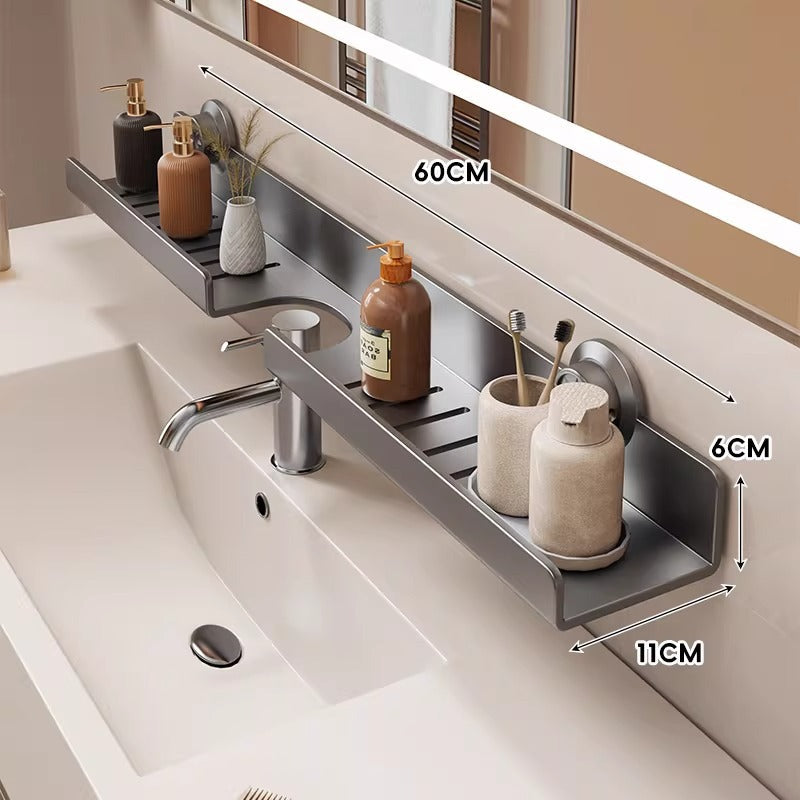 Étagère de salle de bain ventilée à fixation par ventouse