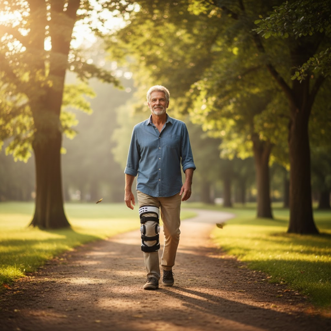 Genouillère de décharge avec stabilisation réglable, gauche ou droite, taille unique – ArthroGuard