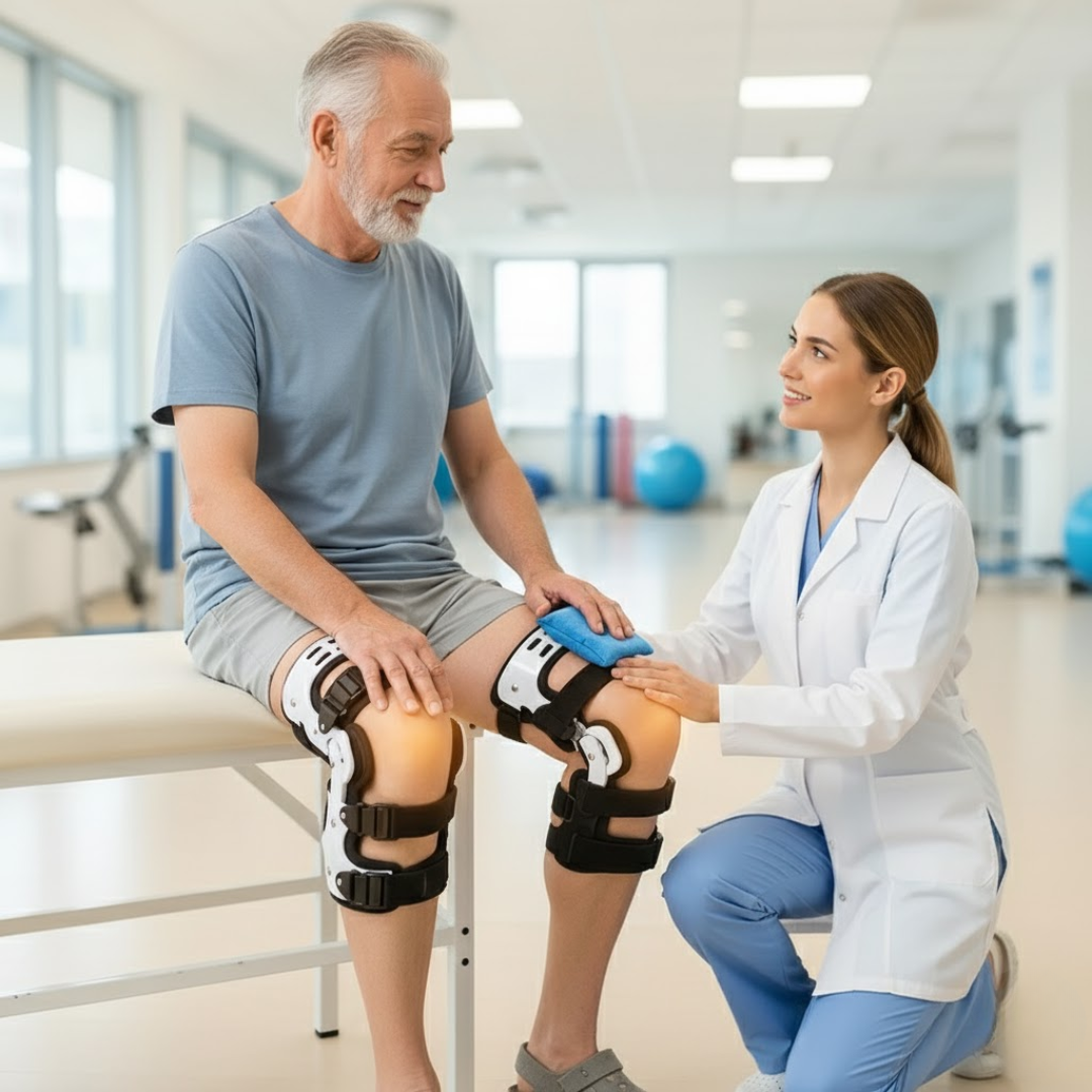 Genouillère de décharge avec stabilisation réglable, gauche ou droite, taille unique – ArthroGuard
