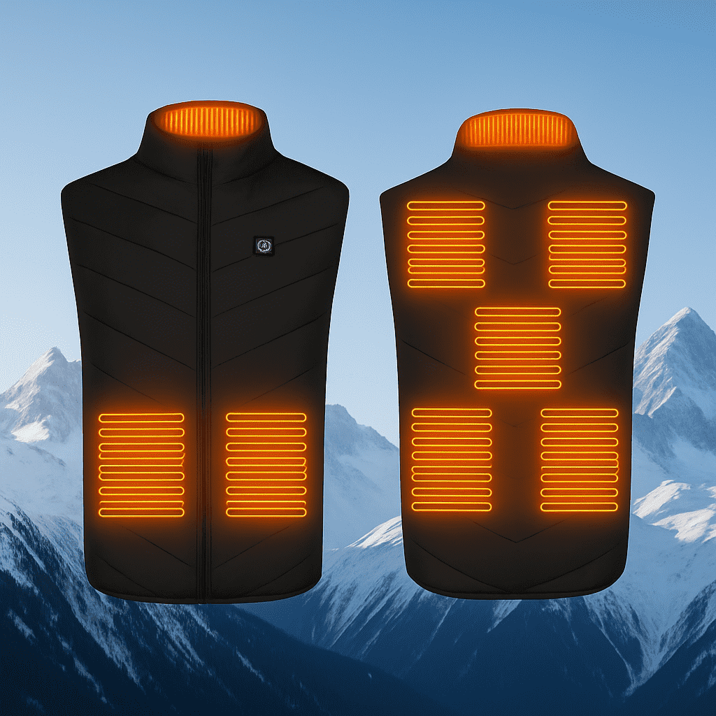 Gilet chauffant mixte avec 3 niveaux de chaleur sur le dos, l'abdomen et la nuque, alimenté par batterie externe USB, po