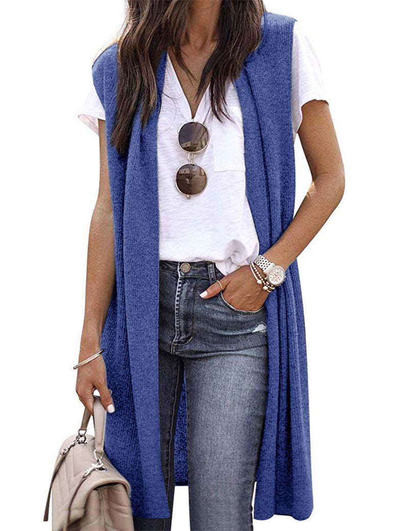 Gilet en maille oversize décontracté à manches courtes pour femme