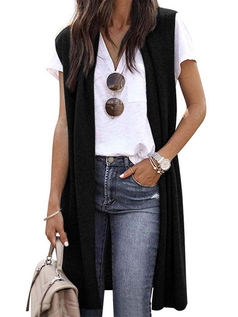 Gilet en maille oversize décontracté à manches courtes pour femme