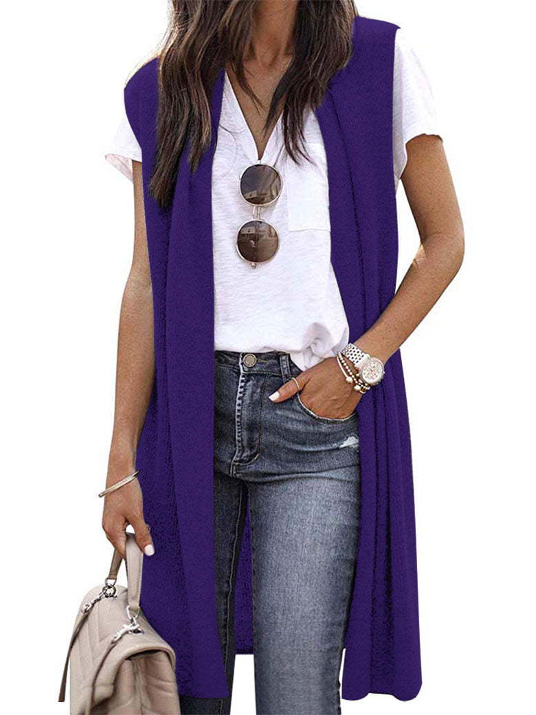 Gilet en maille oversize décontracté à manches courtes pour femme