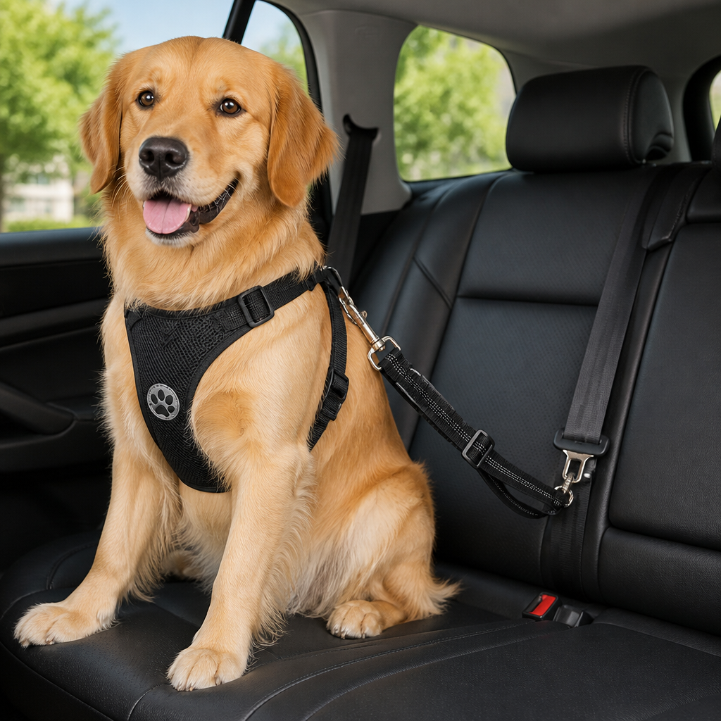 Harnais de sécurité voiture pour chien en mesh respirant ajustable
