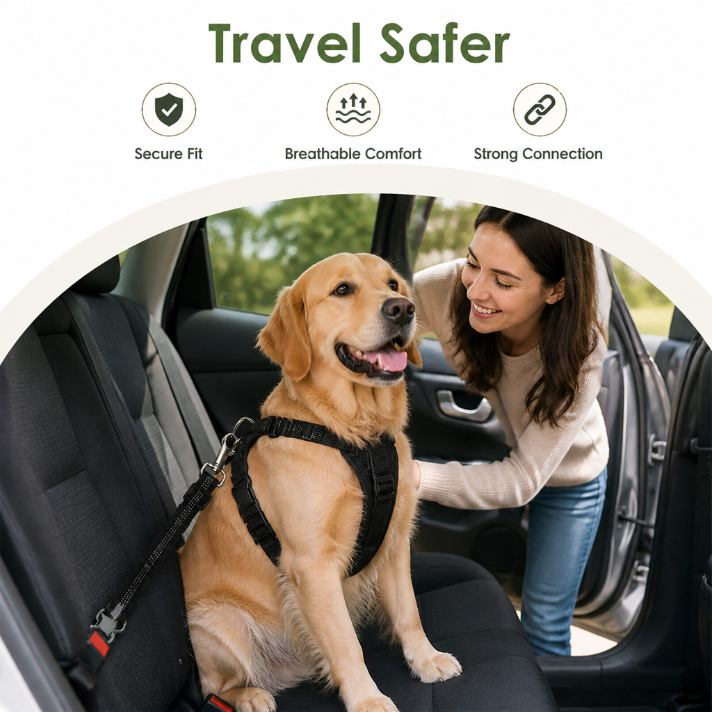 Harnais de sécurité voiture pour chien en mesh respirant ajustable