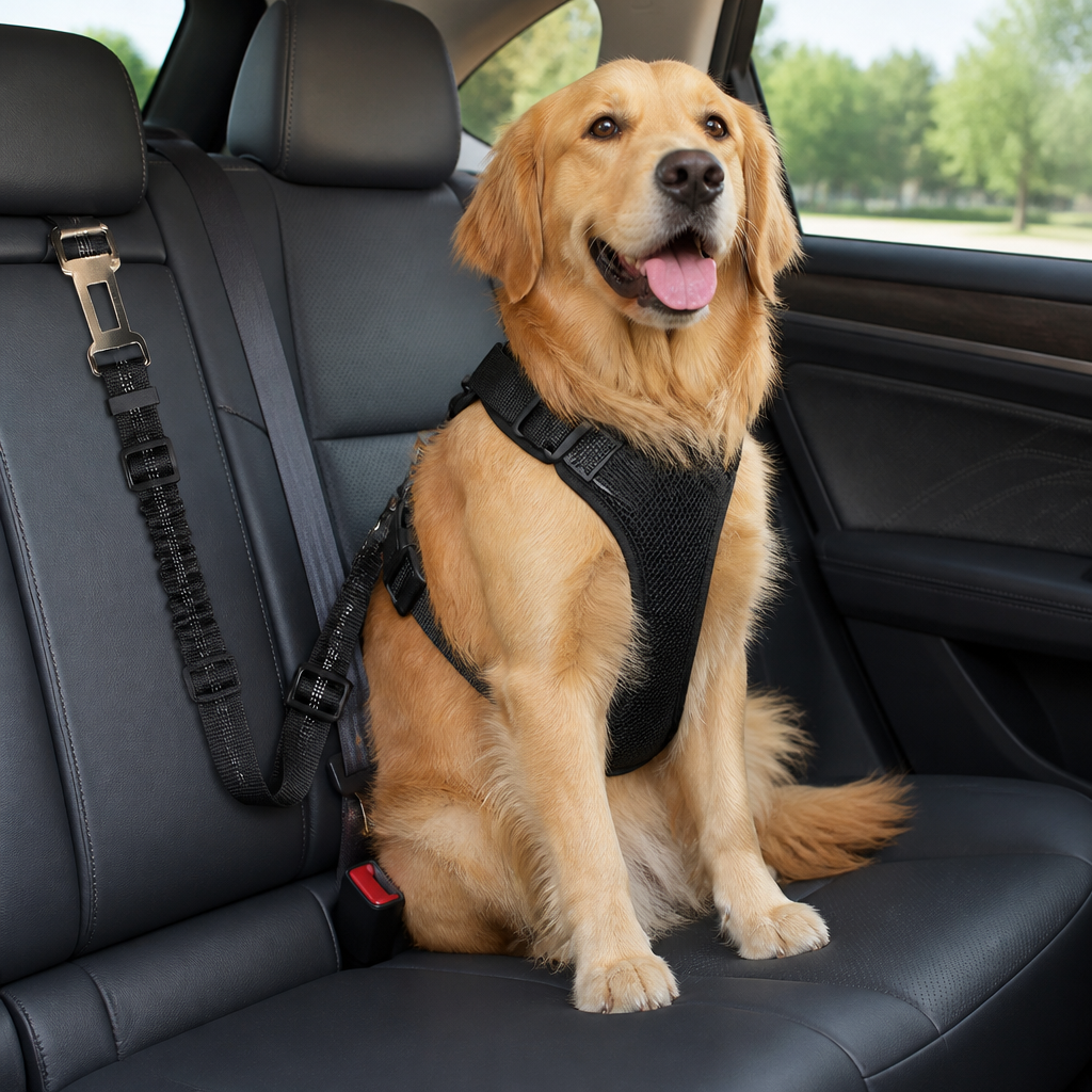 Harnais de sécurité voiture pour chien en mesh respirant ajustable