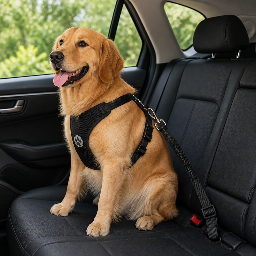 Harnais de sécurité voiture pour chien en mesh respirant ajustable