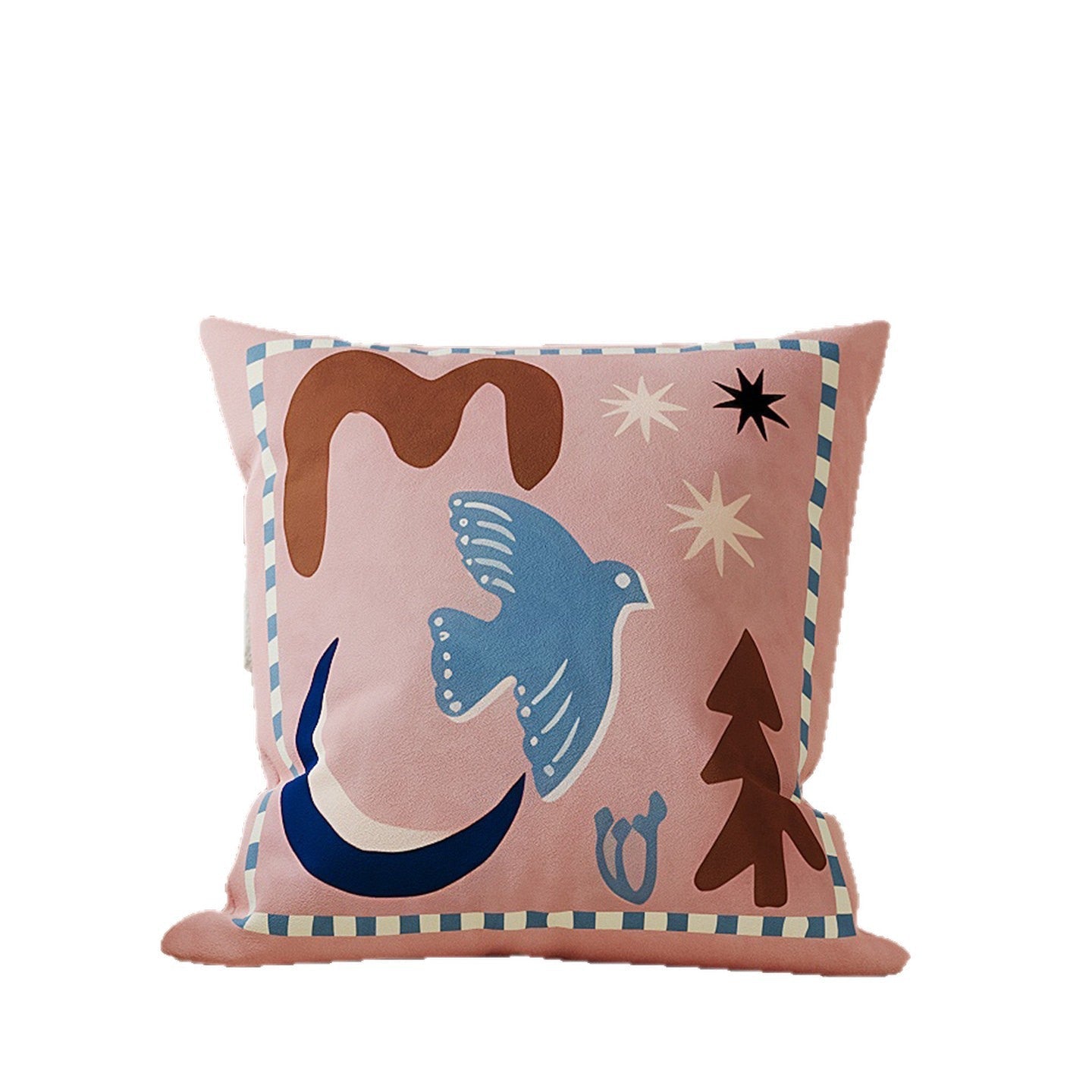 Housse de coussin carrée décorative en coton-lin avec illustration de cheval et fermeture éclair invisible