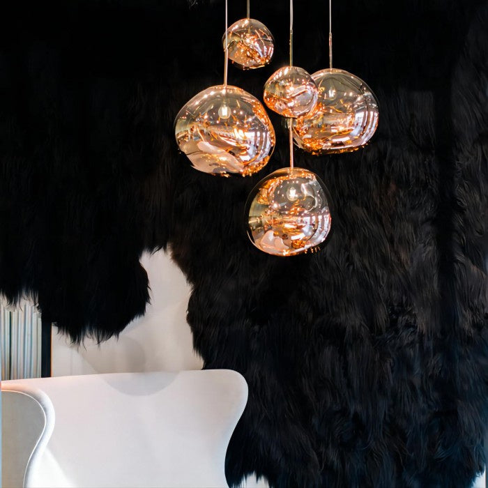 Jessamy | Suspension globe en acrylique moulée avec finition miroir pour salle à manger et cuisine