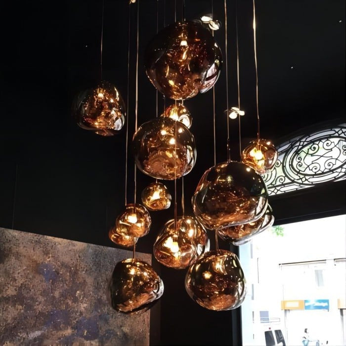 Jessamy | Suspension globe en acrylique moulée avec finition miroir pour salle à manger et cuisine