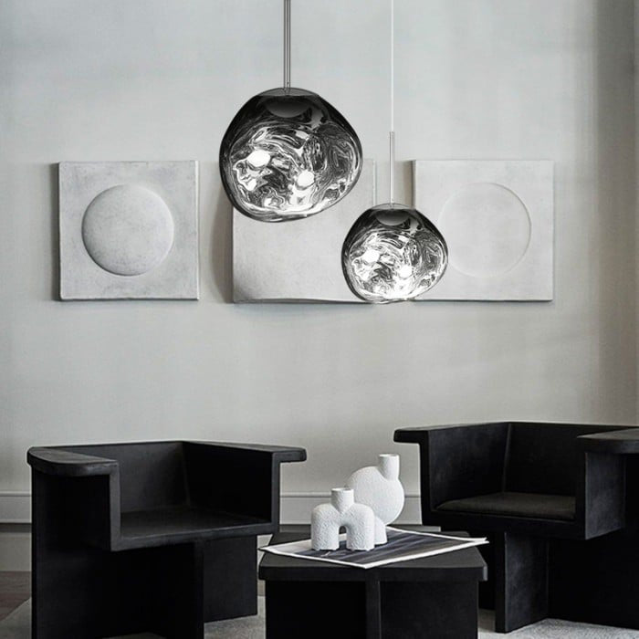Jessamy | Suspension globe en acrylique moulée avec finition miroir pour salle à manger et cuisine