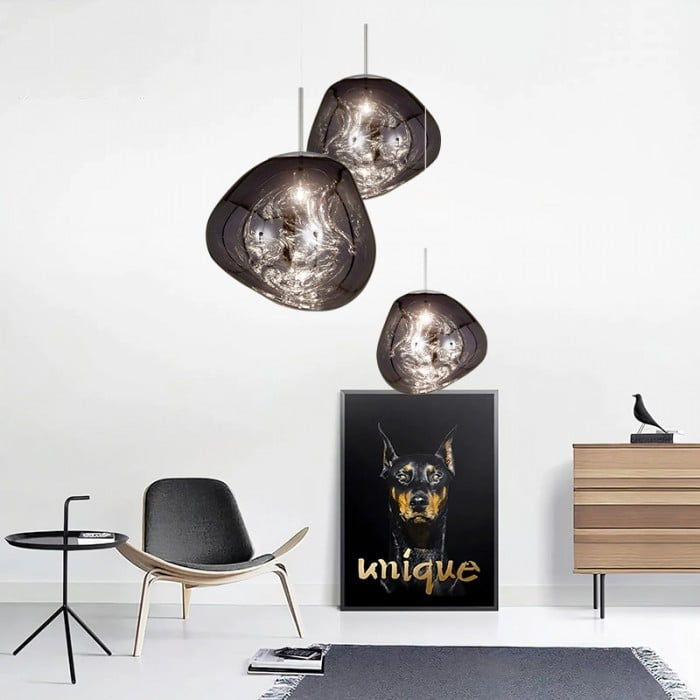 Jessamy | Suspension globe en acrylique moulée avec finition miroir pour salle à manger et cuisine