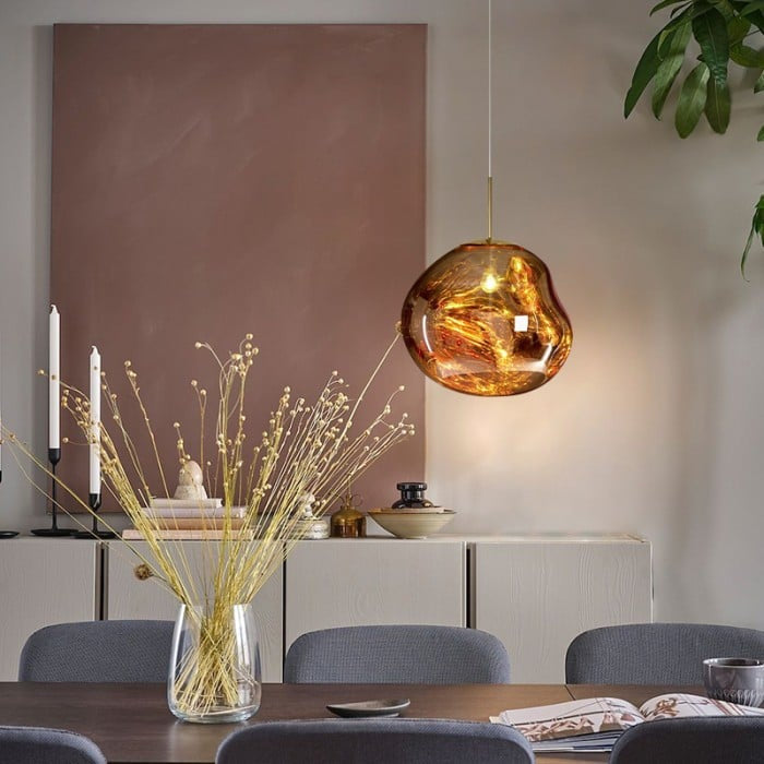 Jessamy | Suspension globe en acrylique moulée avec finition miroir pour salle à manger et cuisine