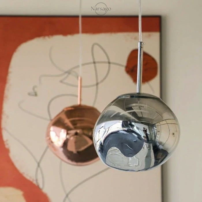 Jessamy | Suspension globe en acrylique moulée avec finition miroir pour salle à manger et cuisine