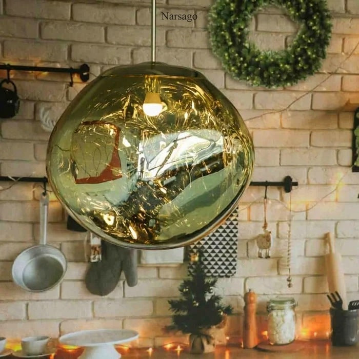 Jessamy | Suspension globe en acrylique moulée avec finition miroir pour salle à manger et cuisine