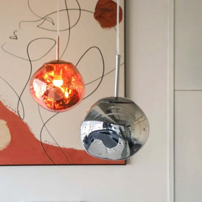 Jessamy | Suspension globe en acrylique moulée avec finition miroir pour salle à manger et cuisine
