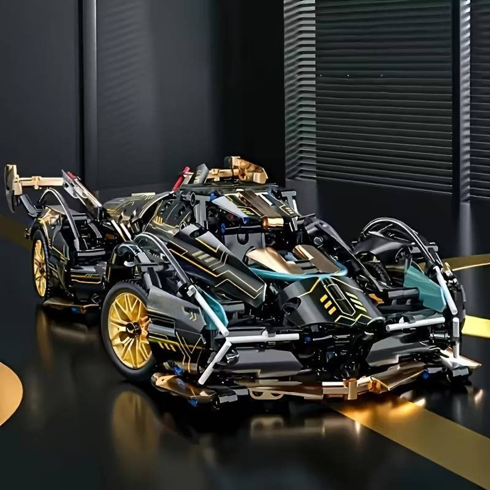 Set de construction de voiture modèle V12 de 1 690 pièces avec direction et suspension fonctionnelles