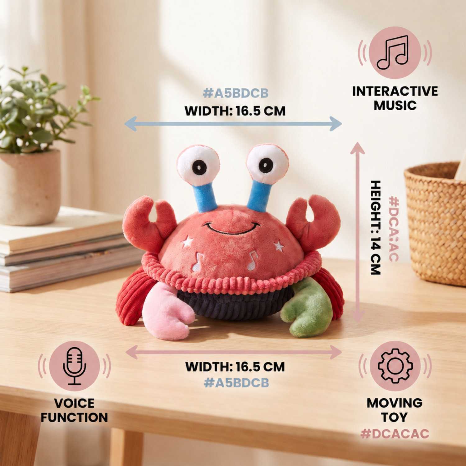 Jouet crabe musical interactif avec fonction vocale