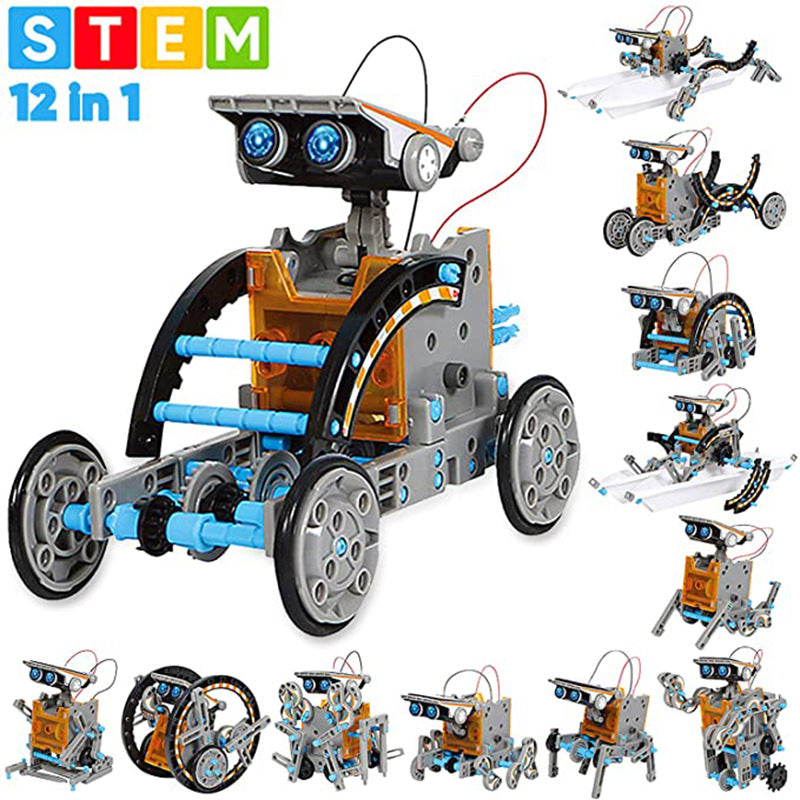 Kit robot solaire STEM pour enfants – Jouet de construction DIY 12-en-1 et 13-en-1