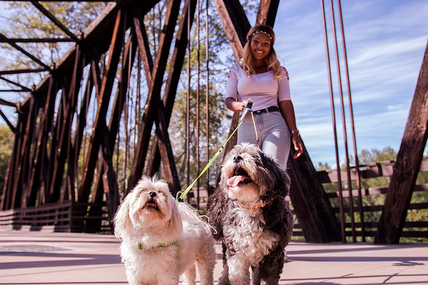 Laisse double pour chiens – Laisse double pour 2 chiens avec pivot à 360°, sans enchevêtrement, réfléchissante – WalkMat