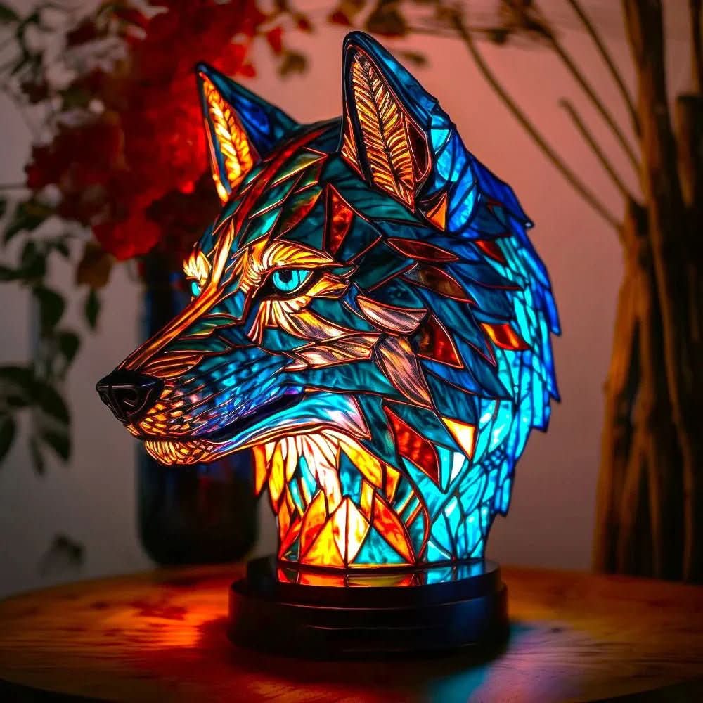 Lampe à motif animal VitraFauna — Design style vitrail, forme sculpturale