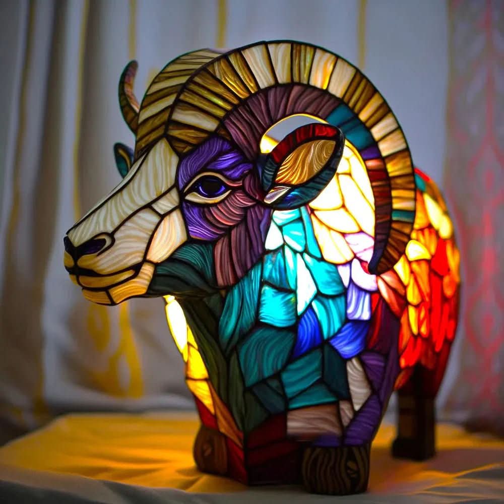 Lampe à motif animal VitraFauna — Design style vitrail, forme sculpturale