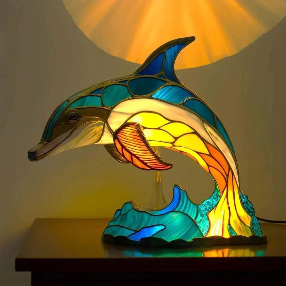 Lampe à motif animal VitraFauna — Design style vitrail, forme sculpturale